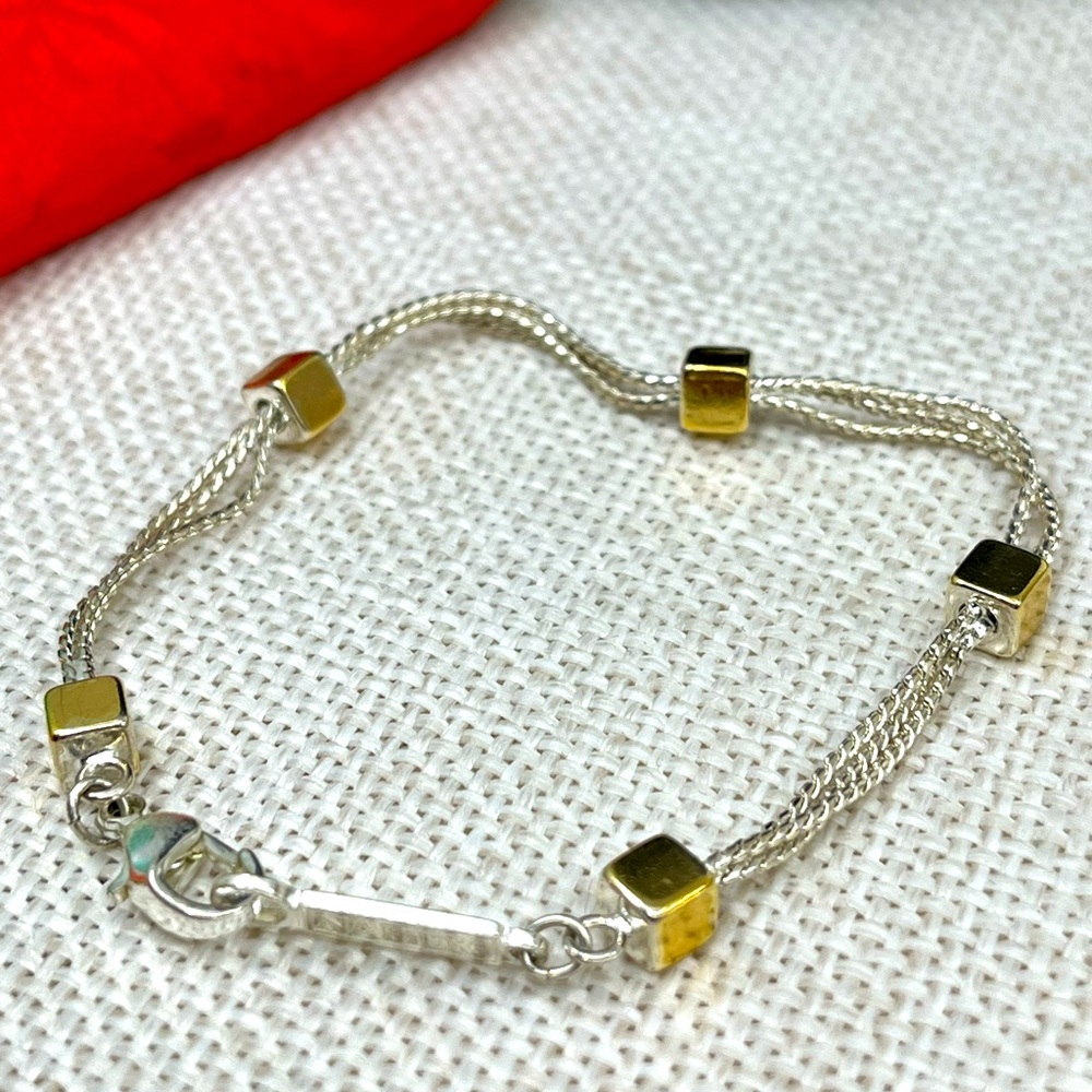 Vintage Napier Triple-Strand Gold & Silver Tone Bracelet – 7.5"